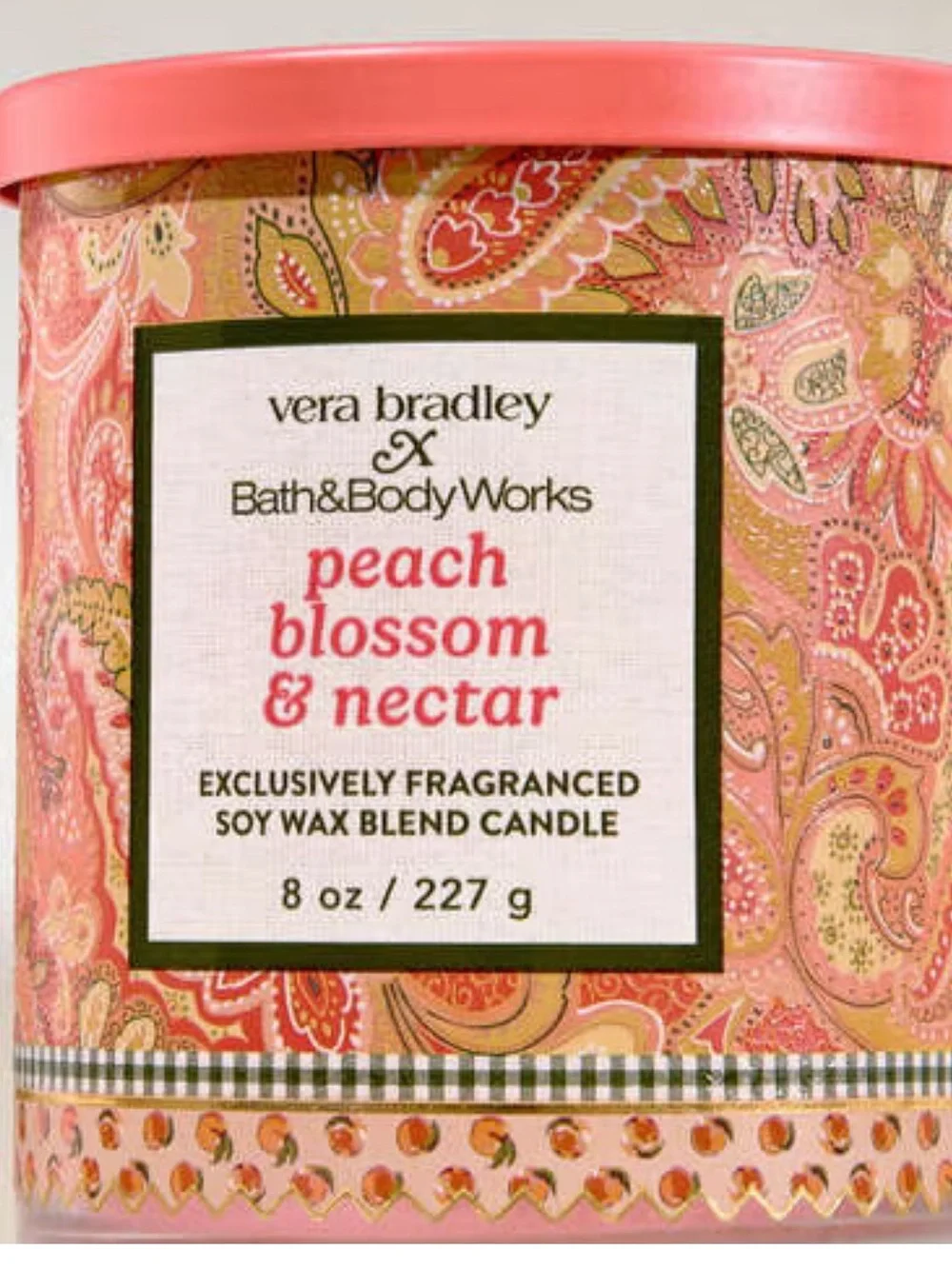 Bath & Body Works X Vera Bradley Peach Blossom & Nectar Single Wick Candle - Picture 2 of 6